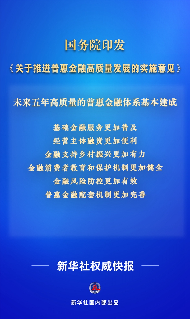 新聞分析：我國明確普惠金融高質(zhì)量發(fā)展目標(biāo) 推動重點領(lǐng)域信貸服務(wù)提質(zhì)增效