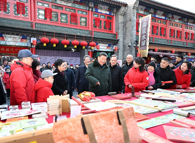2024年2月1日，習近平總書記在天津古文化街考察。