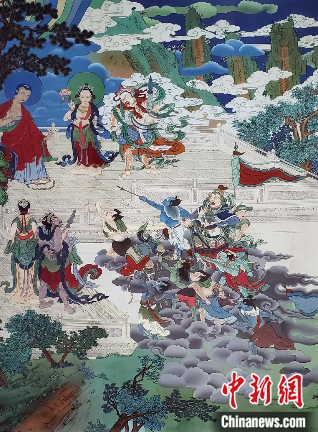臨摹、補(bǔ)繪的青海瞿曇寺壁畫。受訪者 供圖