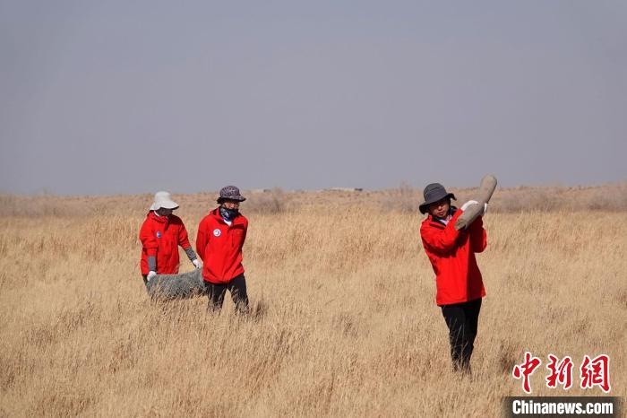 格爾木濕地站建設(shè)過程中，第二次青藏科考中科院空天院分隊隊員化身搬運工，在高原上開展體力勞動?！?lt;a target='_blank' href='/'><p  align=