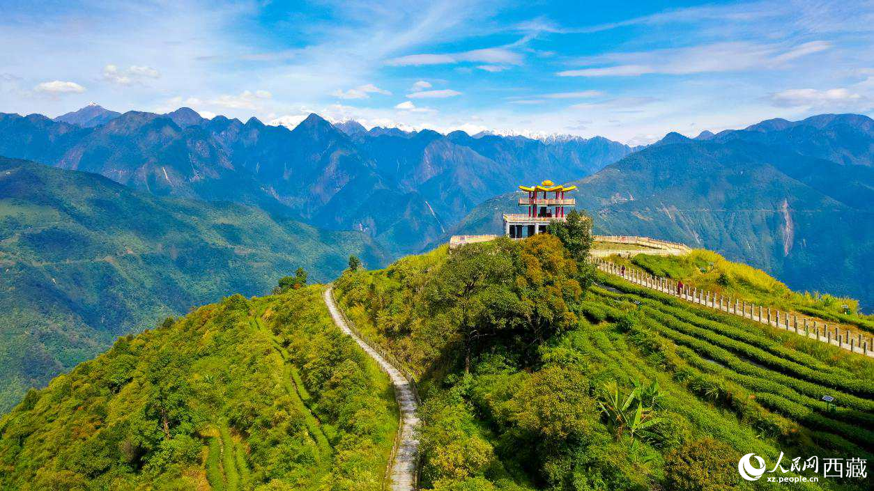 無人機(jī)航拍墨脫縣格林村蓮花觀景臺(tái)。人民網(wǎng)記者 次仁羅布攝